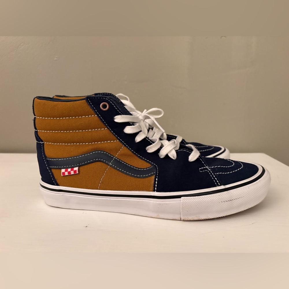 Vans Men’s High-Top Sneakers - Navy and Tan